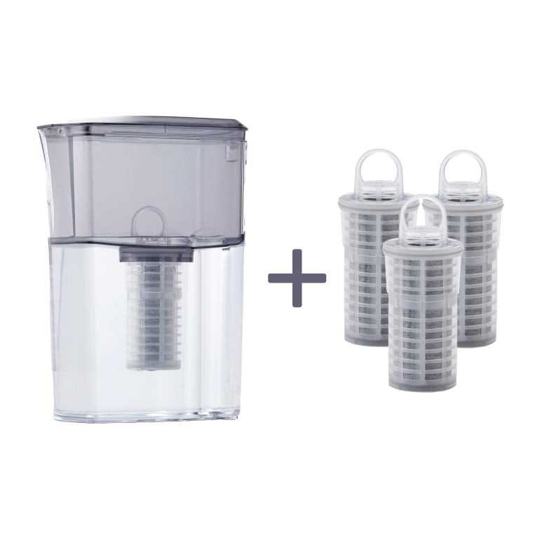 ポット型浄水器 ミズユー本体 フィルターカートリッジ1本+ ポット型浄水器 ミズユー本体 フィルターカートリッジ1本+